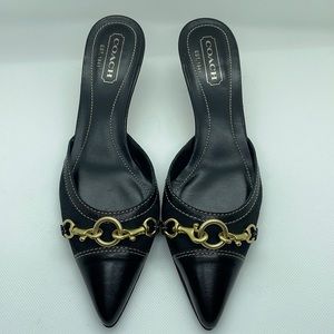 Coach Black Fabric& Leather Kitten Heel Shoes 6.5/36.5